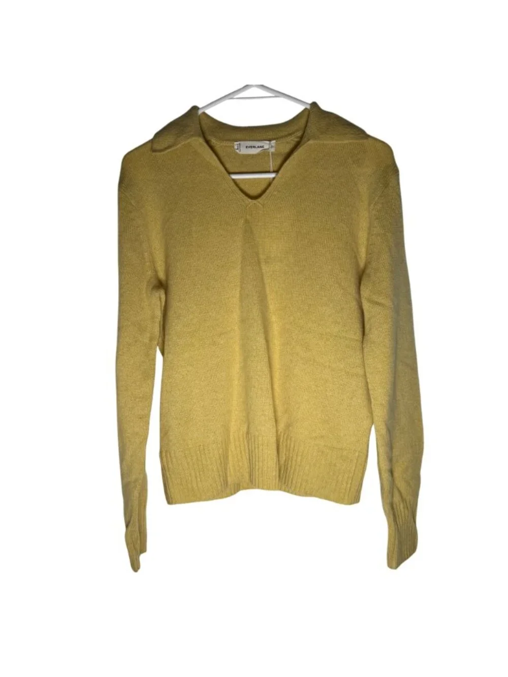 Everlane The Cashmere Polo Sweater Double Cream Heather Yellow Size Small NWT